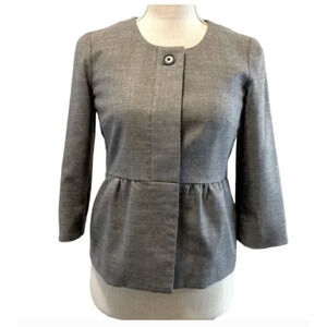 J. CREW FACTORY Women's Peplum Blazer Size 8 Grey Business Coquette Jacket